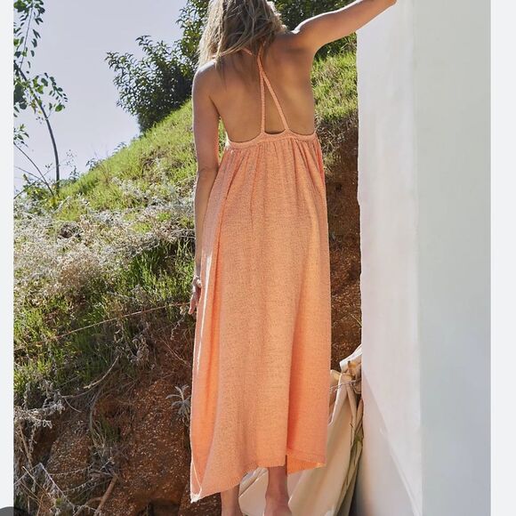 Free People Beach under the stars sweater midi dress orange - Picture 2 of 8